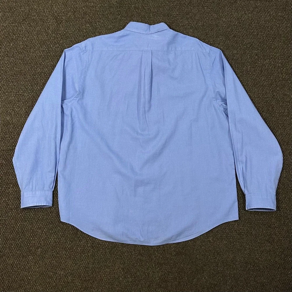 Polo Ralph Lauren Linen Blend Button Down Men XXL Blue Classic Fit Yellow Pony